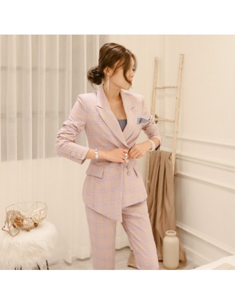 Pant Suits 2019 set women's temperament fashion striped West Slim pants two sets of professional casual overalls women's clot...