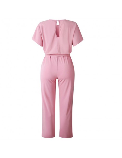 Jumpsuits Work Office Women Jumpsuit 2019 Spring Fashion Sexy Overall Loose Solid Long Playsuit Lace Up Sashes Jumpsuit Rompe...