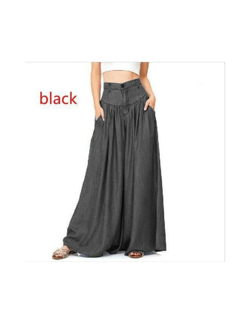 Pants & Capris streetwear summer 2019 women's pants female high waist wide leg long skirt pants capris for women trousers wom...