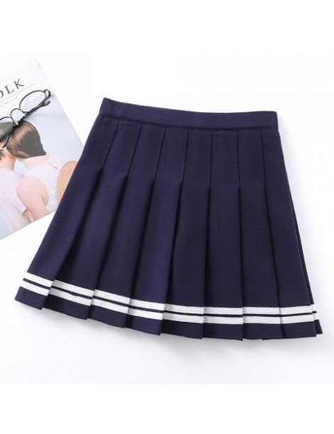 Skirts Women High Waist Chic Striped Stitching Skirt Student Elastic Waist Pleated Skirt Cute Sweet Girls Dance Skirt Preppy ...