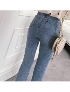 Jeans 2019 summer new collection women casual wash blue ankle-length high-waist flares slim jeans MX19B2360 - light blue - 4I...