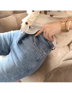 Jeans 2019 summer new collection women casual wash blue ankle-length high-waist flares slim jeans MX19B2360 - light blue - 4I...