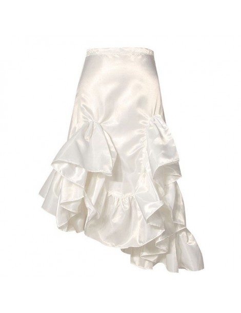 Skirts 2019 High street Irregular Ruffles Skirt Sexy High Waist Package Hips Mid Calf A-Lined Asymmetric Satin Skater Femme B...