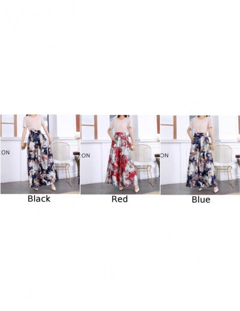 Skirts Women Skirt Ladies Cocktail Summer Long Maxi Loose Baggy Retro Full Length Bottoms High Waist Casual Floral Print - Re...