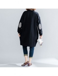 Hoodies & Sweatshirts Literary Striped Pocket Splice Hoodies Full Sleeve Plus Size Long Sweatshirt Fashion Pullover Women Clo...