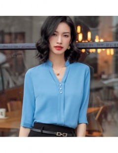 Blouses & Shirts Fashion shirt women half sleeve casual work elegant v neck business interview formal chiffon blouse office l...