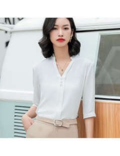 Blouses & Shirts Fashion shirt women half sleeve casual work elegant v neck business interview formal chiffon blouse office l...