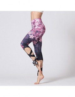 Leggings 2018 New Women Workout Leggings Bandage Flower Printed High Waist Fitness Ballet Legging Elastic Sporting Pants - as...