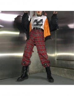 Pants & Capris 2019 New Autumn Winter Women Streetwear Retro Red Plaid Harajuku Punk Pants Zipper Casual High Waist Straight ...