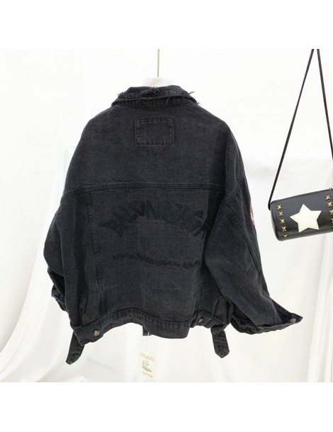Jackets BF Design Punk Style Long Sleeve Coat Women Holes Cardigan Plus Size Loose Batwing Sleeve Outerwear - Black - 4Q41108...