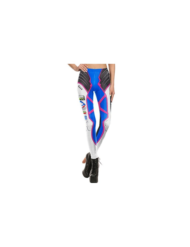 Fashion Blue White Leggins Women Leggings Bottoms Cosplay Super HERO Tracer Comic Legging Mujer Pants KDK1641 - KDK1641 - 48...