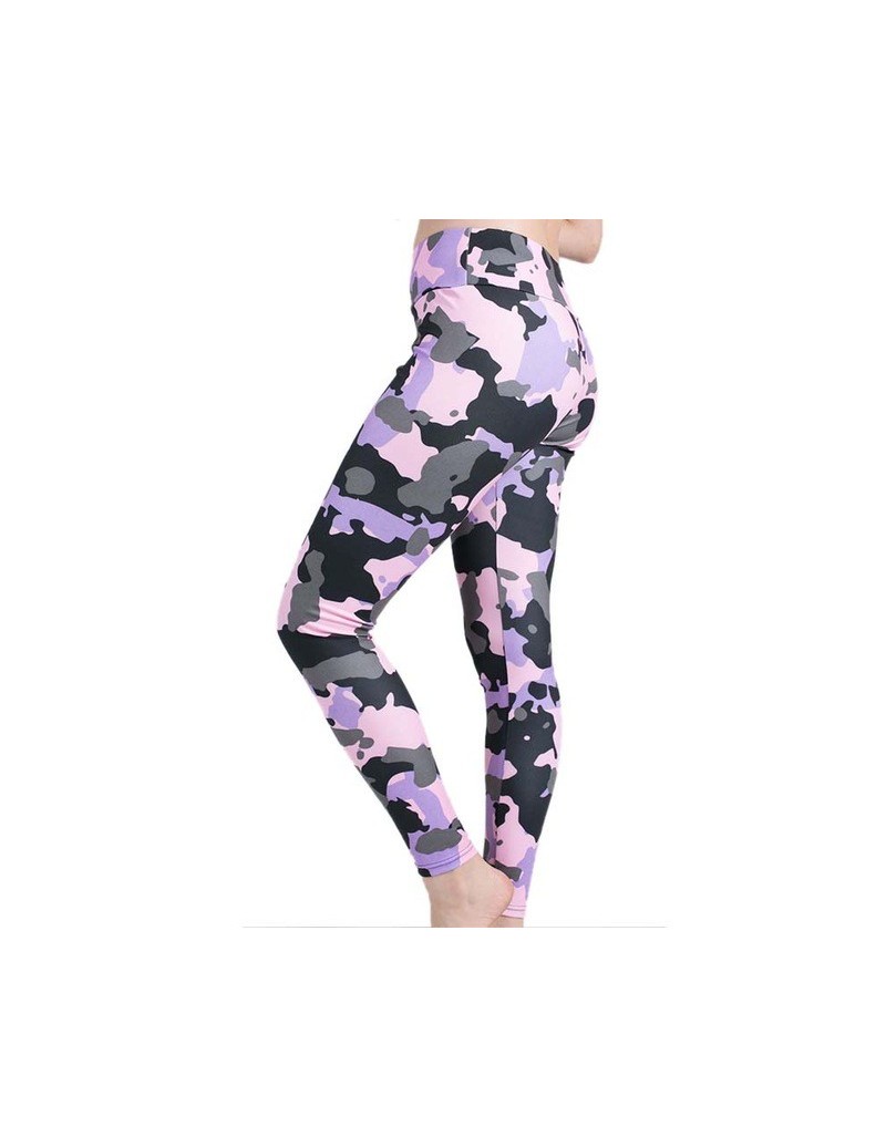 Women Stretchy Fitness Excercise Pink Camouflage Leggings Ladies Summer Digital Print Camo Leggings Workout Active Pants - P...