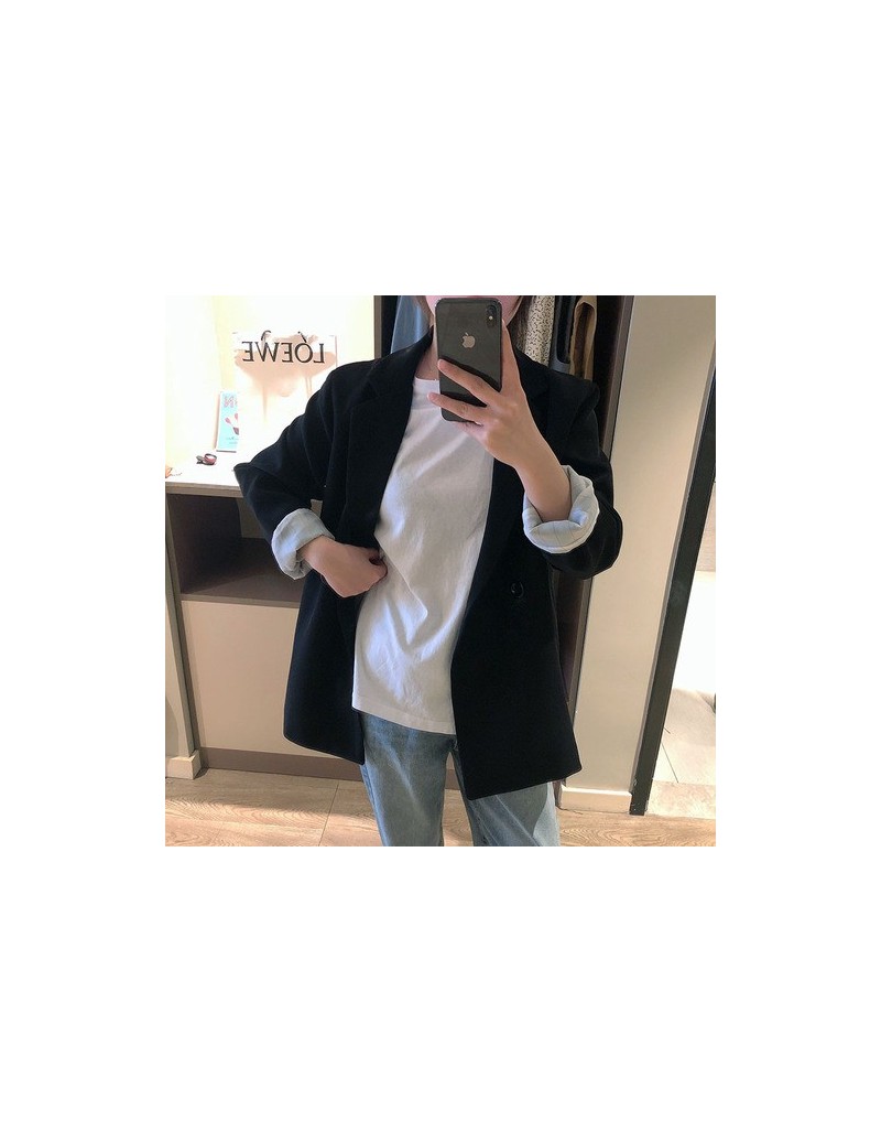 Spring Autumn Classic Solid Blazer Basic Long Sleeve Korean Casual Loose High Quality Lady Blazer Jackets 2019 New - Black -...