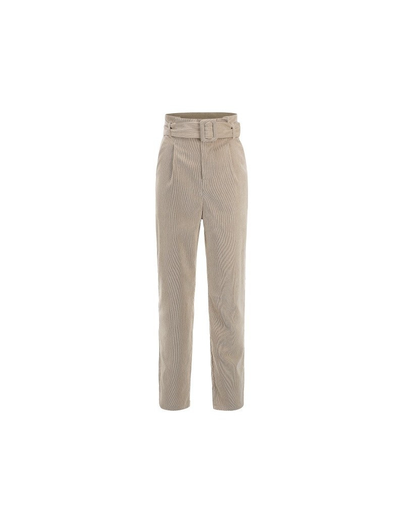 Pants & Capris Corduroy Casual Pants Women Loose Belt High Waist Slim Zip Pencil Pant Female Autumn Winter Warm Vintage Solid...