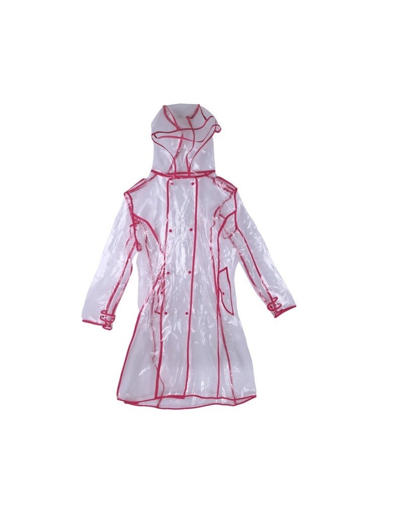 2019 New Women Transparent Fashion Tide Waterproof Raincoats Long Hooded Windbreaker Knee-length Outdoors Rainwear LA104 - r...