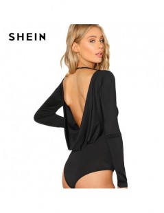Bodysuits Black Backless Solid Skinny Bodysuit Round Neck Open Back Long Sleeve Draped Plain Women Rompers 2018 Sexy Bodysuit...