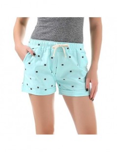 Shorts 2018 New Cotton Women's Casual Shorts home-style cat's head candy-colored Shorts - Skyblue - 413962994679-3 $7.18