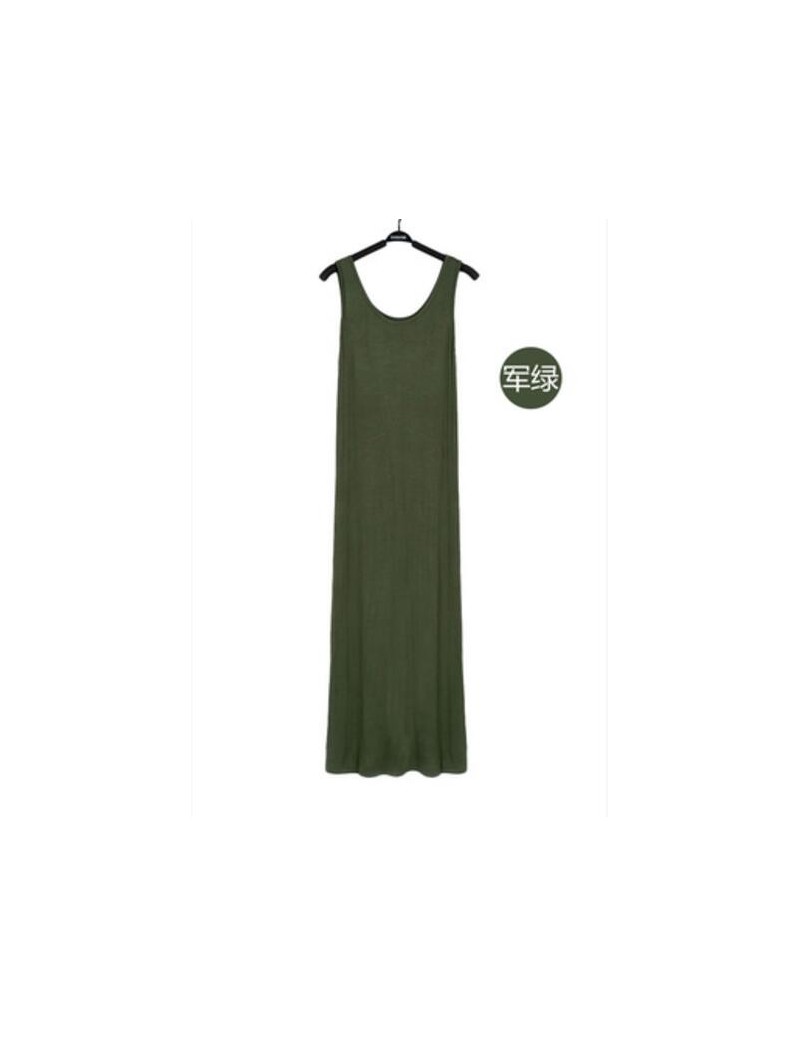 16 Colors Women Summer Dress Tank Ankle Length Long Maxi Dress Ladies Sleeveless Celebrity Party Casual Dresses - Army Green...