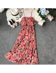 2019 New Women Bohemia Printed Floral Jumpsuits Summer Ruffled Sling Design Ladies Holiday Casual Outfit Rompers - Pink - 4U...