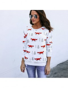 Hoodies & Sweatshirts Fashion Women Snowflake Deer/ Fox Print Sweatshirt Jumper Pullover Slim Fit Christmas Tops SSA-19ING - ...