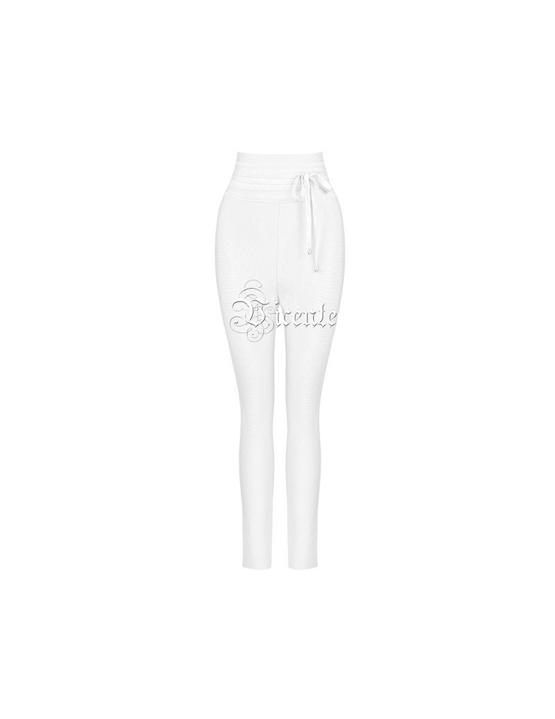 All HOT 2019 Bandage Pant Fashion Celebrity Pant Lace Up High Waist Celebrity Party Leggings Bandage Pants - White - 4641214...