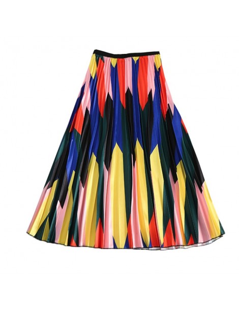Skirts 2019 Autumn Pleated Skirt Female Europe Fashion Cartoon Print Casual Women Skirt Elasticity Waist Style Skirts Plus Si...