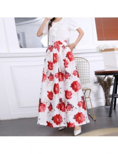 Skirts Floral Summer Skirts Womens 2019 Fashion Vintage Jupe Longue Femme High Waist Casual Long Maxi Elastic Skirt with Pock...