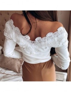 Blouses & Shirts Women Blouses Shirts Women Tops Off Shoulder Blouse Floral Lace Ladies Shirts And Blouses Casual White Women...