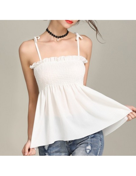 Camis Sexy Women Camis Fashion Summer Off The Shoulder Solid Slim Spaghetti Camisole Woman Chiffon White Tank Tops T Shirt Fe...