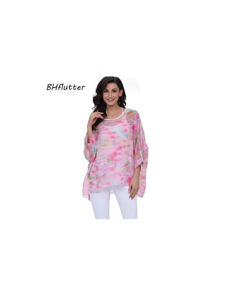 Women Shirts Casual Print Summer Tops Blouses 2018 New Arrival Batwing Sleeve Chiffon Blouse shirt Plus Size Blusas - pictur...