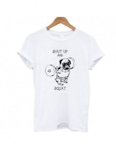 T-Shirts 100% cotton women T shirt casual loose design o-neck women cute pug print T-shirt summer Tshirt cute Tee shirt - W G...
