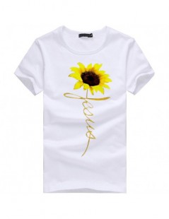 T-Shirts Women Clothes 2019 T Shirt Plus Size Sunflower Print Short Sleeved T-shirt Tops Summer Cotton Streetwear c0513 - Nav...