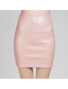 Skirts New 2019 summer women ladies faux pu leather candy color skirt high waist fleece warm sexy pencil mini Bodycon Stretch...