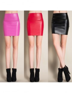 Skirts New 2019 summer women ladies faux pu leather candy color skirt high waist fleece warm sexy pencil mini Bodycon Stretch...