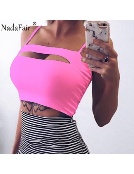 Camis Women Summer Crop Tops Sexy Hollow Out Strapless Tank Tops Women Camis Streetwear - Pink - 4M4129795224-2 $13.95