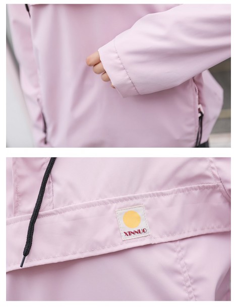Jackets Cute Pink Hooded Windbreaker Jacket For Women Rain Jacket Hoodie Coats Female Outdoor Clothing - Pink - 473032523910 ...