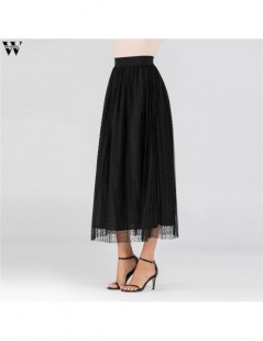 Skirts Elegant Tulle Pleated Skirt Women Long Summer Floral Embroidery A-line Tutu Skirt Women Lace Mesh Midi Skirt 7.9 - BK ...