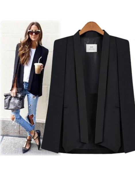 Blazers Vintage Shawl Collar Split Sleeve Cloak Blazer Cape 2019 New Women's Autumn Solid Color OL Suit Jacket Coat Black Whi...