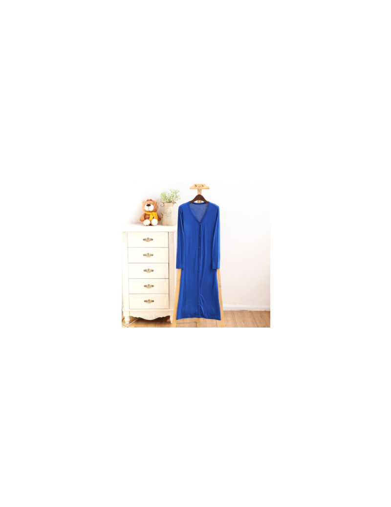 Womens Casual Long Sleeve Cardigan Knit Knitwear Sweater Coat Long Wraps Outwear - Blue - 4V3900262082-2