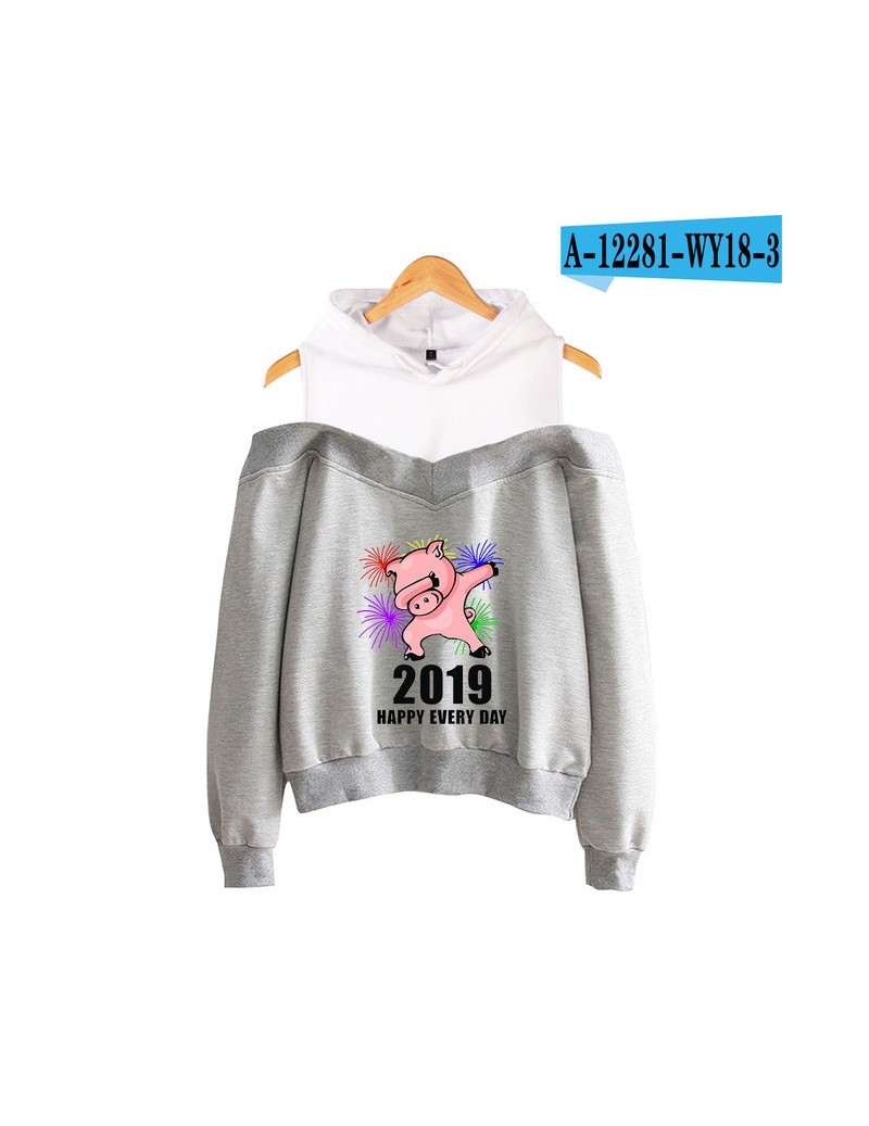 Hoodies & Sweatshirts NEW 2019 Year Of The Pig Hoodies Sweatshirts Women Sleeve Off-Shoulder Exclusive Women Album sala hot a...