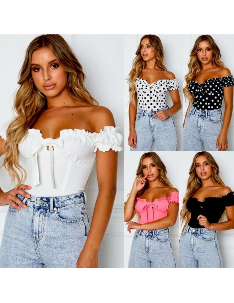 Tank Tops Women Summer Sexy Casual Off Shoulder Bodycon Tank Top Vest Sleeveless Camis Crop Tops Black Pink White - White - 4...