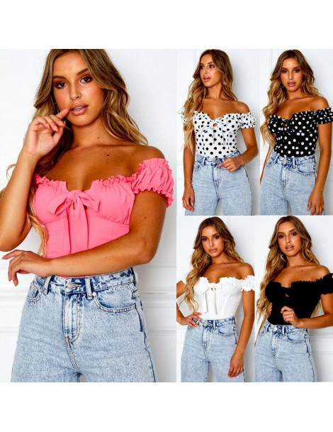 Tank Tops Women Summer Sexy Casual Off Shoulder Bodycon Tank Top Vest Sleeveless Camis Crop Tops Black Pink White - White - 4...