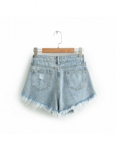 Shorts women basic holes denim shorts tassels fringe button fly stylish female casual chic solid shorts pantalones cortos - 5...