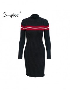 Dresses Casual turtleneck knitted stripe sweater dress Slim o neck bodycon sexy dress pullover female 2018 Autumn winter dres...