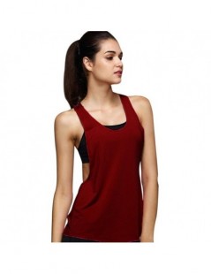 Tank Tops Summer Sexy Women Tank Tops Dry Quick Shirts Loose Fitness Sleeveless Vest Singlet for Drop Shipping - WINE - 4F395...