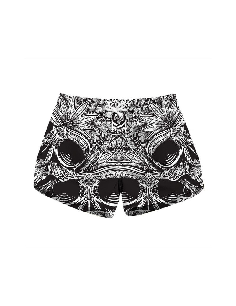 Floral Skull Print Summer Shorts Women Bottoms Casual Shorts Funny Elastic Waist Femme Short Pants Beachwear Dropship - 13 -...