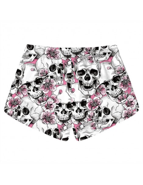 Shorts Floral Skull Print Summer Shorts Women Bottoms Casual Shorts Funny Elastic Waist Femme Short Pants Beachwear Dropship ...