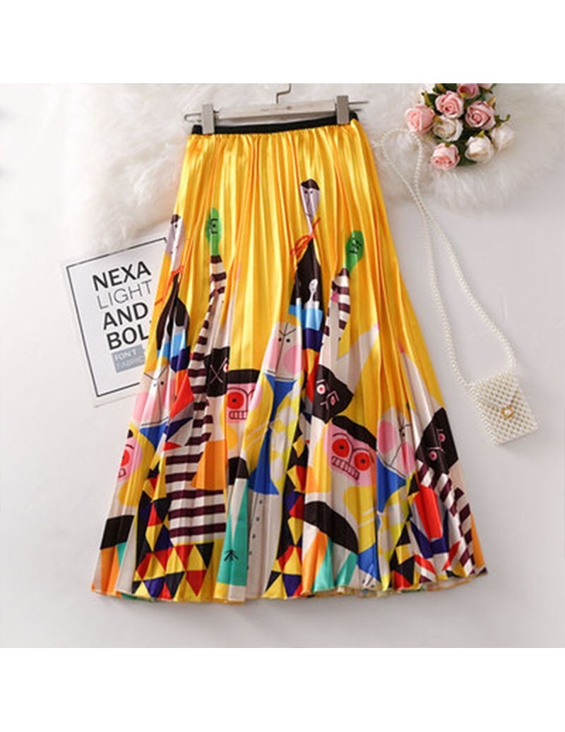 Rainbow Printed High Waist Pleated Skirt Women Long Rainbow Skirt Women ...