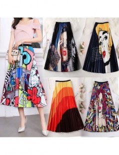 Skirts Rainbow Printed High Waist Pleated Skirt Women Long Rainbow Skirt Women Summer Fashion Casual Skirt Woman Faldas Saia ...
