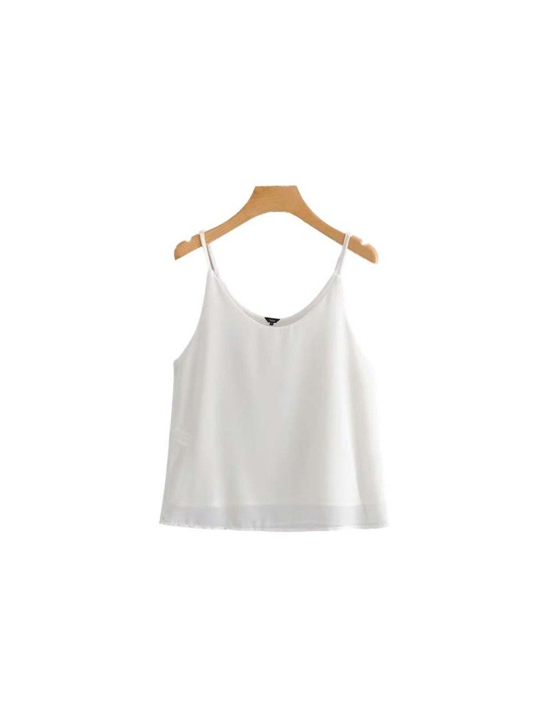 women Sexy V neck chiffon blouse sleeveless backless female casual sweet chic tops summer solid blusas mujer WA368 - white -...